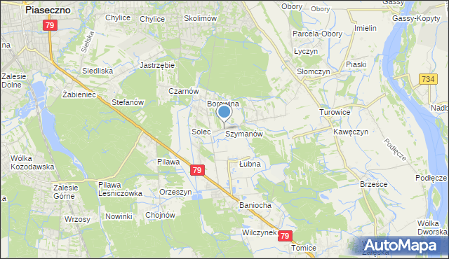 mapa Szymanów, Szymanów gmina Góra Kalwaria na mapie Targeo